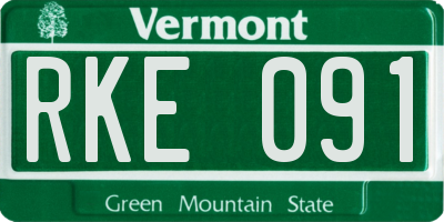 VT license plate RKE091