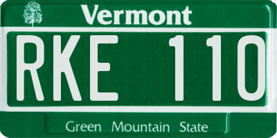 VT license plate RKE110
