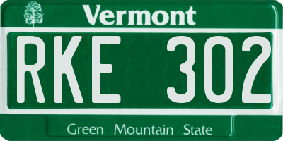 VT license plate RKE302