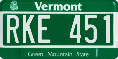 VT license plate RKE451