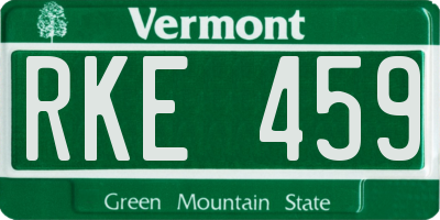VT license plate RKE459