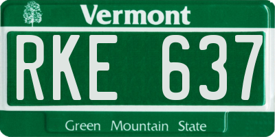 VT license plate RKE637