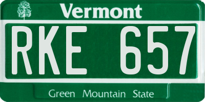 VT license plate RKE657