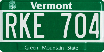VT license plate RKE704