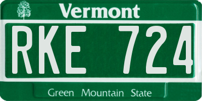 VT license plate RKE724