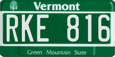 VT license plate RKE816