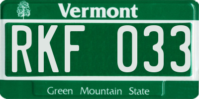 VT license plate RKF033
