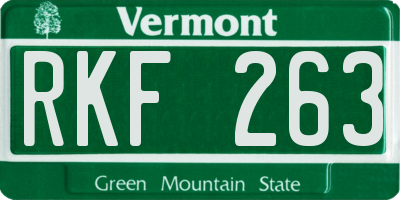 VT license plate RKF263
