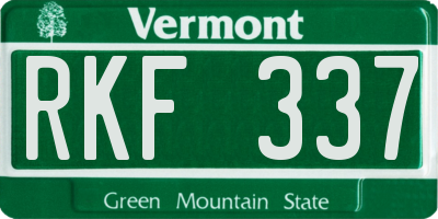 VT license plate RKF337