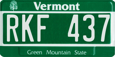 VT license plate RKF437