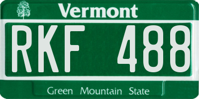 VT license plate RKF488