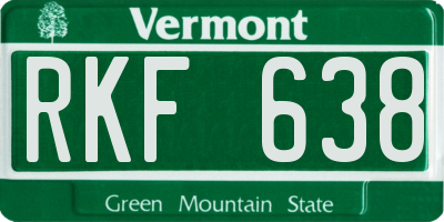 VT license plate RKF638