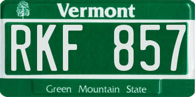 VT license plate RKF857