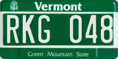VT license plate RKG048