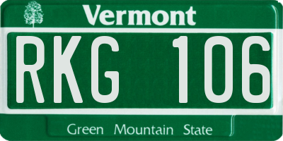 VT license plate RKG106