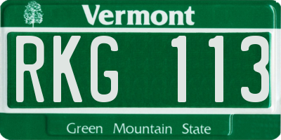 VT license plate RKG113