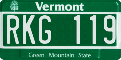 VT license plate RKG119