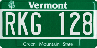 VT license plate RKG128