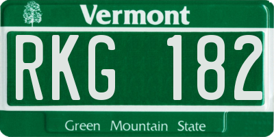 VT license plate RKG182