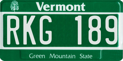 VT license plate RKG189