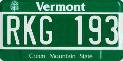 VT license plate RKG193