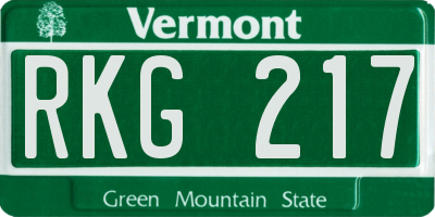 VT license plate RKG217