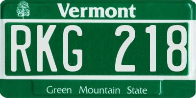 VT license plate RKG218