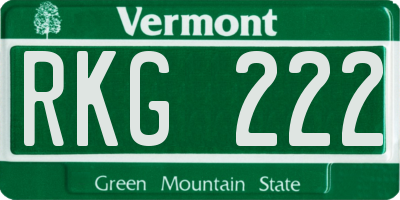 VT license plate RKG222