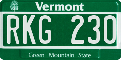 VT license plate RKG230