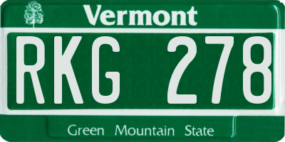 VT license plate RKG278