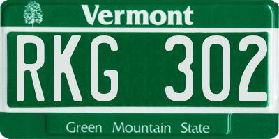 VT license plate RKG302