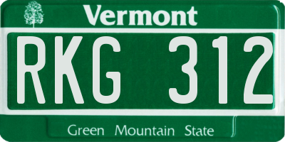 VT license plate RKG312