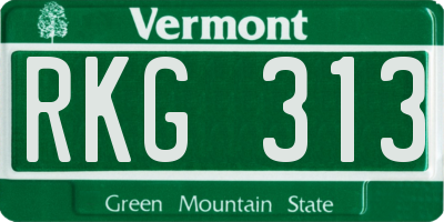 VT license plate RKG313