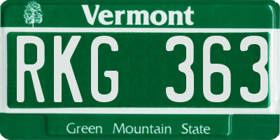 VT license plate RKG363