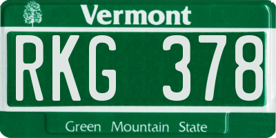 VT license plate RKG378
