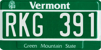 VT license plate RKG391