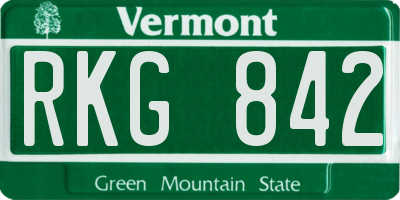 VT license plate RKG842