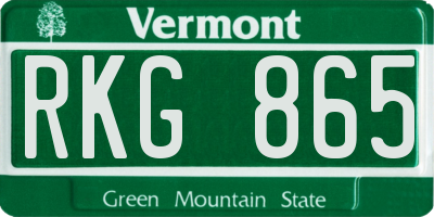 VT license plate RKG865