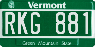 VT license plate RKG881