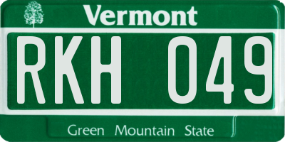VT license plate RKH049