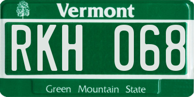 VT license plate RKH068