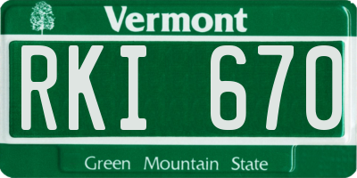 VT license plate RKI670