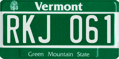 VT license plate RKJ061