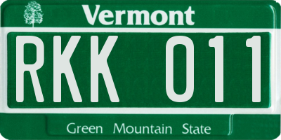 VT license plate RKK011