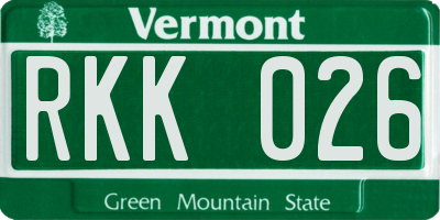 VT license plate RKK026