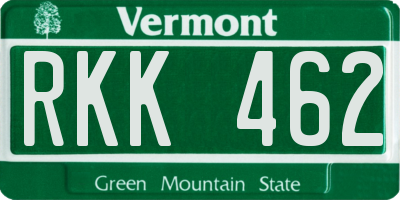 VT license plate RKK462