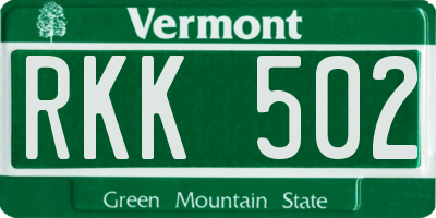 VT license plate RKK502