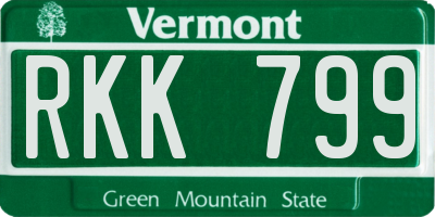 VT license plate RKK799