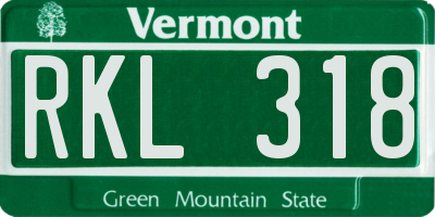 VT license plate RKL318