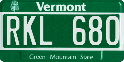 VT license plate RKL680